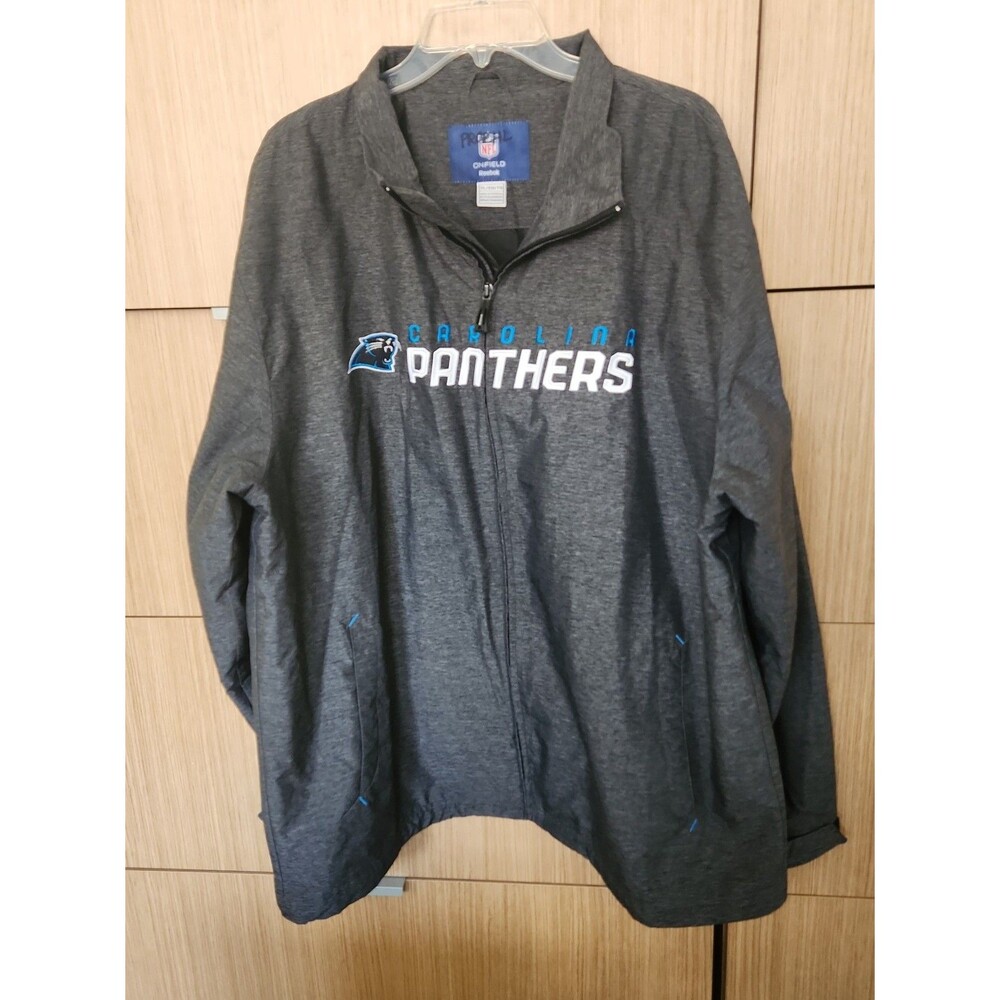 NFL Reebok OnField Carolina Panthers Gray Jacket Size XL Ricky Proehl
